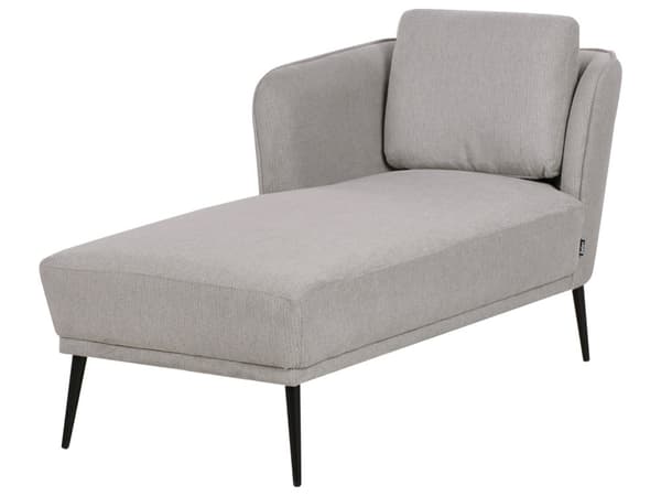 Sjeselong Grå Polyesterstoff Høyrevendt Vannavvisende stoff Svarte metallben Pute Retro stil Stue Dagseng