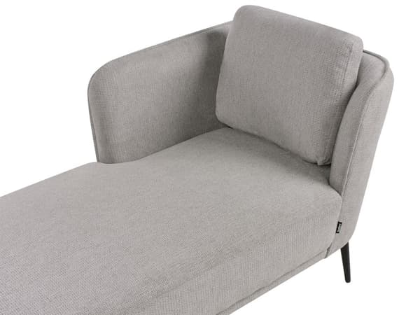 Sjeselong Grå Polyesterstoff Høyrevendt Vannavvisende stoff Svarte metallben Pute Retro stil Stue Dagseng
