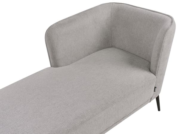 Sjeselong Grå Polyesterstoff Høyrevendt Vannavvisende stoff Svarte metallben Pute Retro stil Stue Dagseng