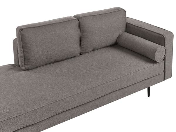 Høyrevendt Sjeselong i Brunt Stoff med Svarte Ben og Bolsterpute Mid-Century Moderne Stil