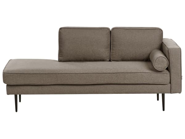 Høyrevendt Sjeselong i Brunt Stoff med Svarte Ben og Bolsterpute Mid-Century Moderne Stil