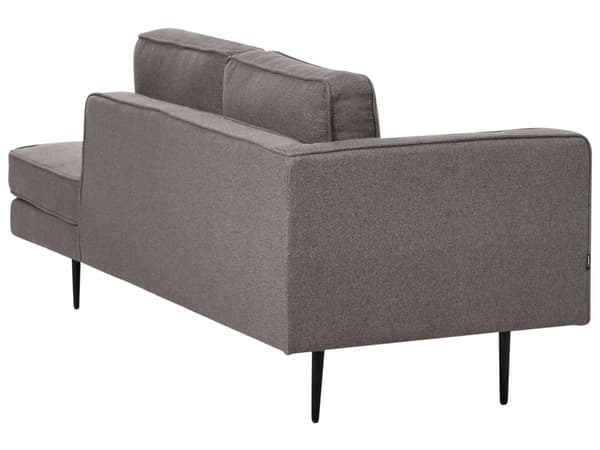 Venstrevendt Sjeselong i Brunt Stoff med Svarte Ben og Bolsterpute Mid-Century Moderne Stil