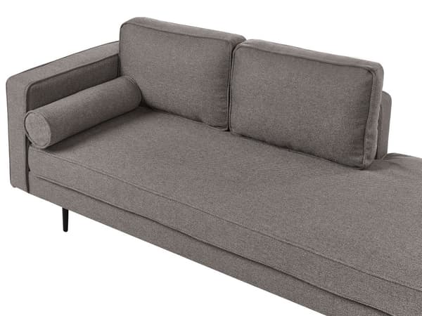 Venstrevendt Sjeselong i Brunt Stoff med Svarte Ben og Bolsterpute Mid-Century Moderne Stil