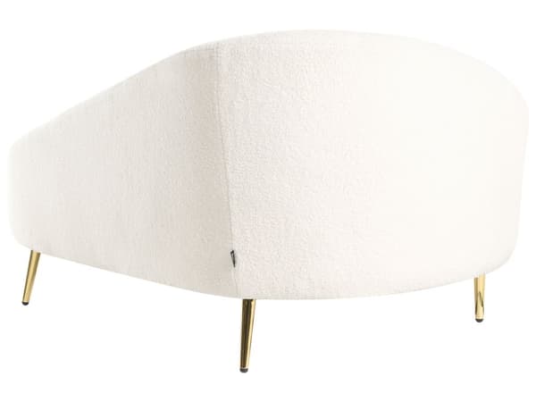 Sjeselong Off White Boucle Polyester Polstring Venstrehånds Gylne Ben Moderne Design Stue Møbler