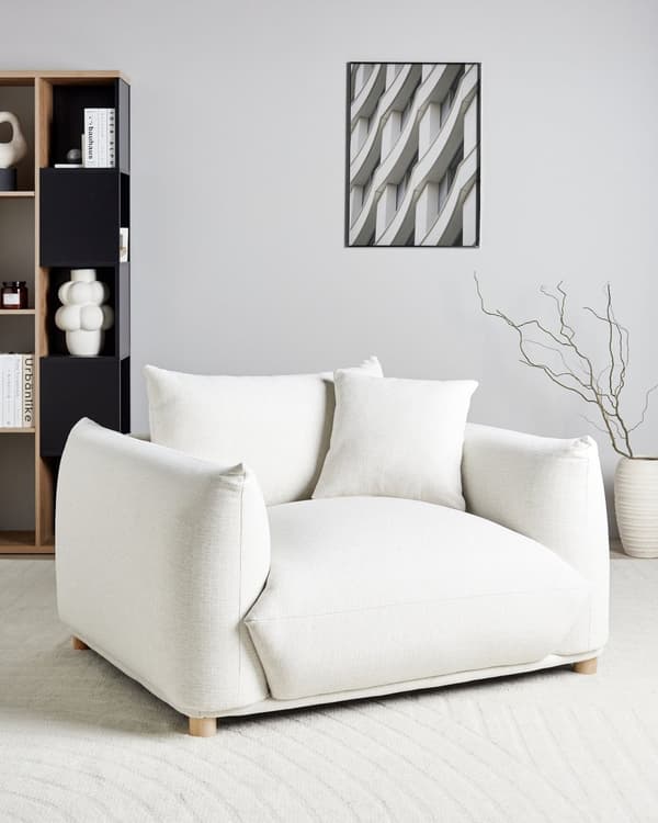 Lenestol Off-White Stoff Myke Treben Moderne Skandinavisk Innredningsstil