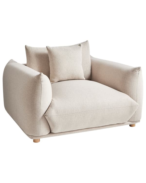 Lenestol i Lys Beige Stoff med Myke Treben Moderne Skandinavisk Innredningsstil