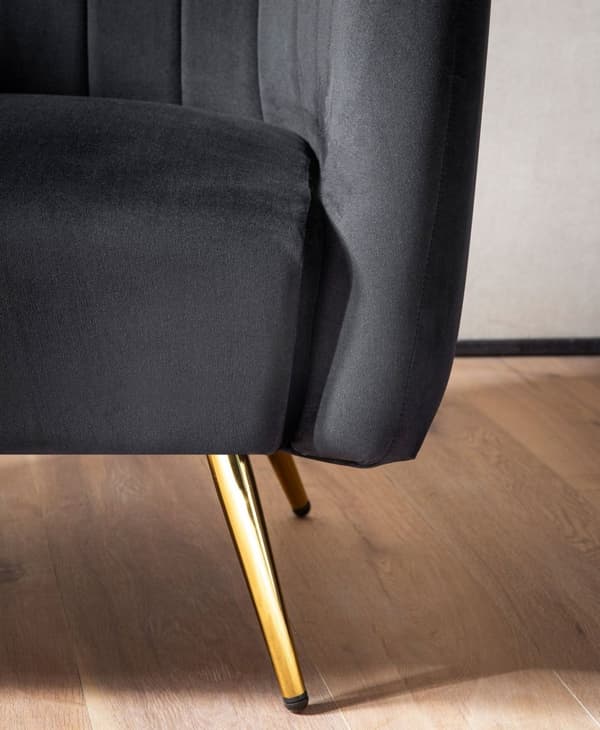 Rootz Cozy Lounge -tuoli - Moderni nojatuoli - Velvet Seat - Pehmeä mukavuus - 85 cm x 72 cm x 60 cm - musta ja kultainen muotoilu