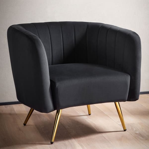Rootz Cozy Lounge -tuoli - Moderni nojatuoli - Velvet Seat - Pehmeä mukavuus - 85 cm x 72 cm x 60 cm - musta ja kultainen muotoilu