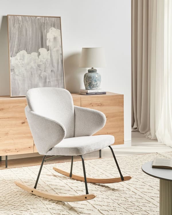 Gyngestol Off-white Stoff Ben i metall Meier i tre Moderne design Stue Hvilestol