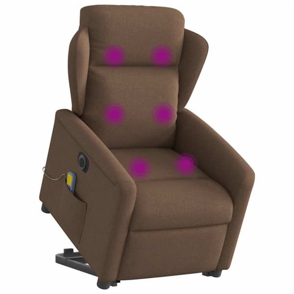 Elektrisk massagefåtölj med uppresningshjälp brun tyg