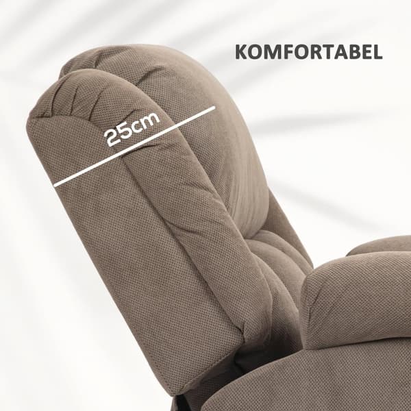 Rootz TV Recliner med massage & värme - Elektrisk stand -up stol - 45 ° Säteshöjning - 93W x 104d x 100h cm