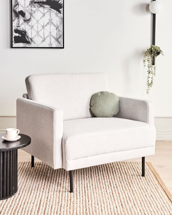 Lenestol Lys beige Polyester Metallben Vannavvisende stoff Minimalistisk og moderne stil Hvilestol Stue