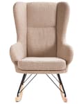 Miniatyrbilde 4 av 11: Gyngestol Beige Boucle Polstring Metall Svarte Ben med Armlener Høy Rygg Ryggstøtte Stue Barnehage