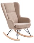 Miniatyrbilde 6 av 11: Gyngestol Beige Boucle Polstring Metall Svarte Ben med Armlener Høy Rygg Ryggstøtte Stue Barnehage