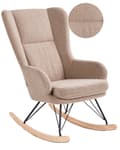 Miniatyrbilde 1 av 11: Gyngestol Beige Boucle Polstring Metall Svarte Ben med Armlener Høy Rygg Ryggstøtte Stue Barnehage