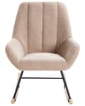 Miniatyrbilde 4 av 10: Gyngestol Beige Boucle Polstring Teddy Metall Svart Ben Armlener Bredt Ryggstøtte Stue