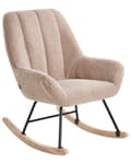 Miniatyrbilde 6 av 10: Gyngestol Beige Boucle Polstring Teddy Metall Svart Ben Armlener Bredt Ryggstøtte Stue