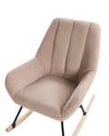 Miniatyrbilde 7 av 10: Gyngestol Beige Boucle Polstring Teddy Metall Svart Ben Armlener Bredt Ryggstøtte Stue