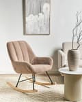 Miniatyrbilde 2 av 10: Gyngestol Beige Boucle Polstring Teddy Metall Svart Ben Armlener Bredt Ryggstøtte Stue