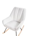 Miniatyrbilde 7 av 10: Gyngestol Off White Boucle Polstring Teddy Metall Svart Ben Armlener Bredt Ryggstøtte Stue