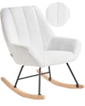 Miniatyrbilde 1 av 10: Gyngestol Off White Boucle Polstring Teddy Metall Svart Ben Armlener Bredt Ryggstøtte Stue