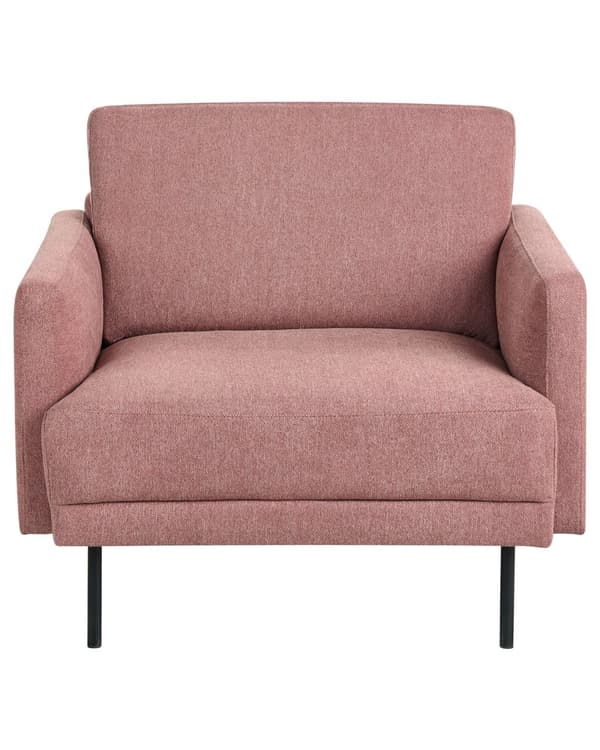 Lænestol Lyserød Polyester Hvilestol med Armlæn Bred Design Stol til Stue