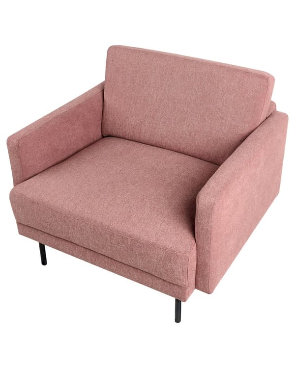 Lænestol Lyserød Polyester Hvilestol med Armlæn Bred Design Stol til Stue