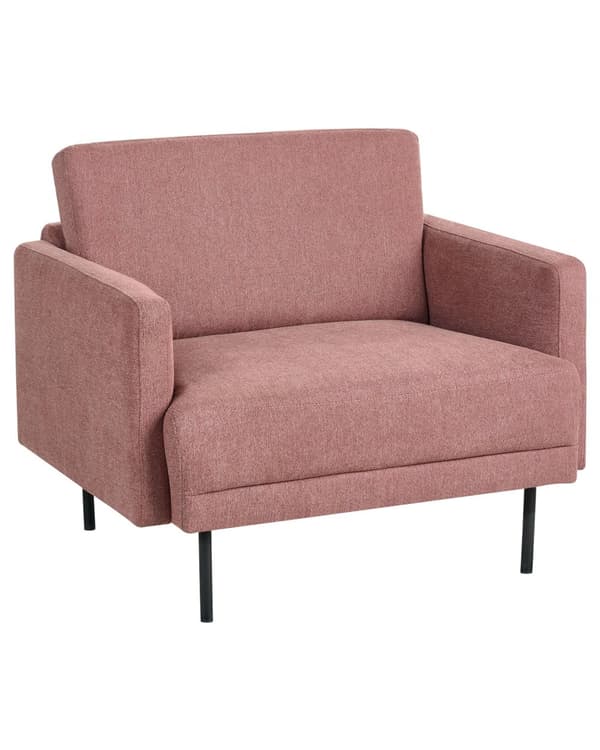 Lænestol Lyserød Polyester Hvilestol med Armlæn Bred Design Stol til Stue