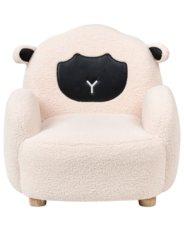 Lenestol for barn Off-white Bouclé Formet som en sau Lavt sete Armlener Barnerom Barnestol