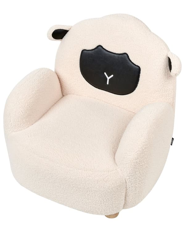 Lenestol for barn Off-white Bouclé Formet som en sau Lavt sete Armlener Barnerom Barnestol