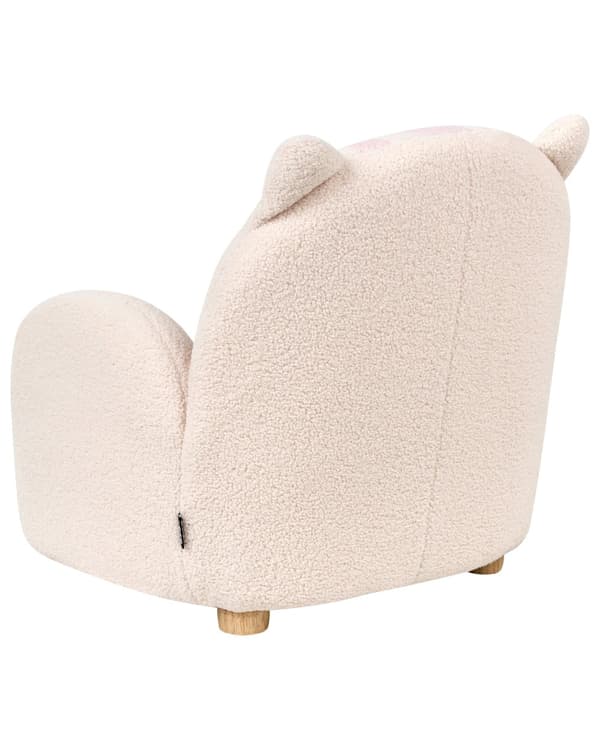 Lenestol for barn Off-white Bouclé Formet som en katt Lavt sete Armlener Barnerom Barnestol
