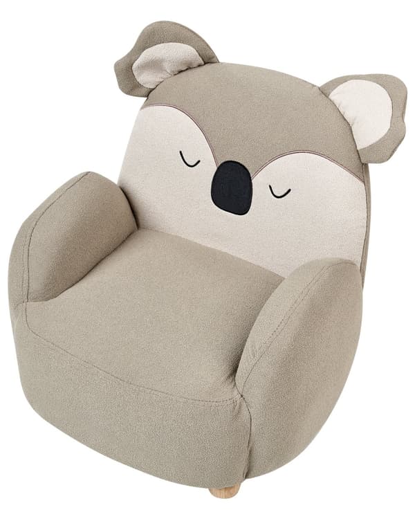 Lenestol for barn Taupe Stoff Formet som en koala Lavt sete Armlener Barnerom Barnestol