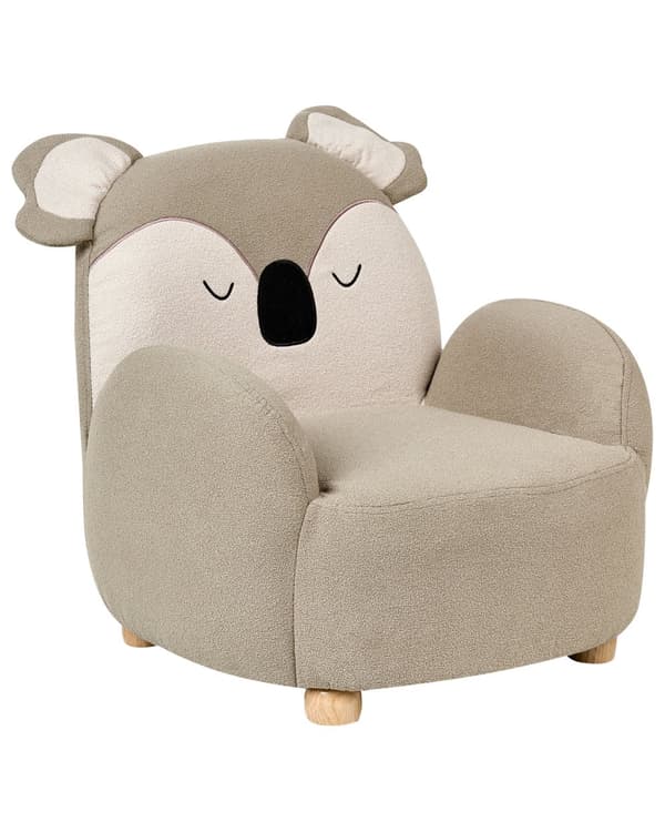 Lenestol for barn Taupe Stoff Formet som en koala Lavt sete Armlener Barnerom Barnestol