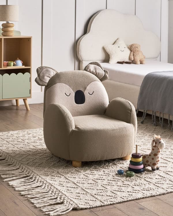 Børnelænestol Koala Beige Polstring Lav Børnestol Koala Form