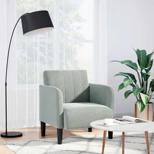 Soffstol med armstöd ljusgrå 54 cm sammet