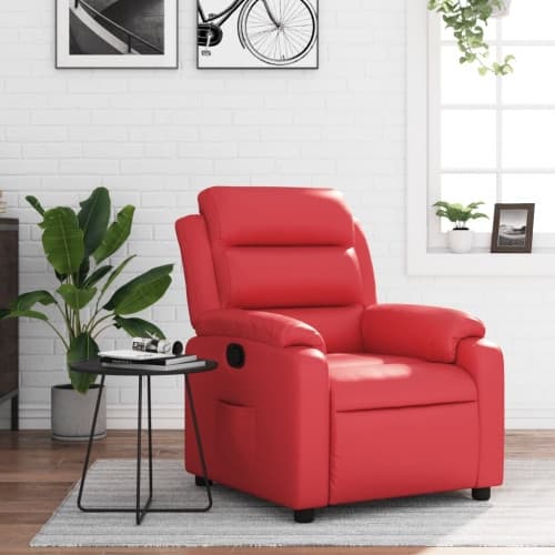 Reclinerfåtölj röd konstläder