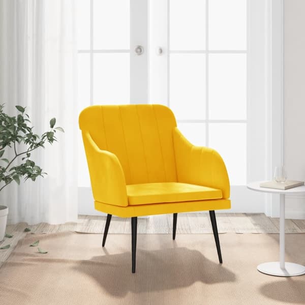 Fåtölj gul 63x76x80 cm sammet
