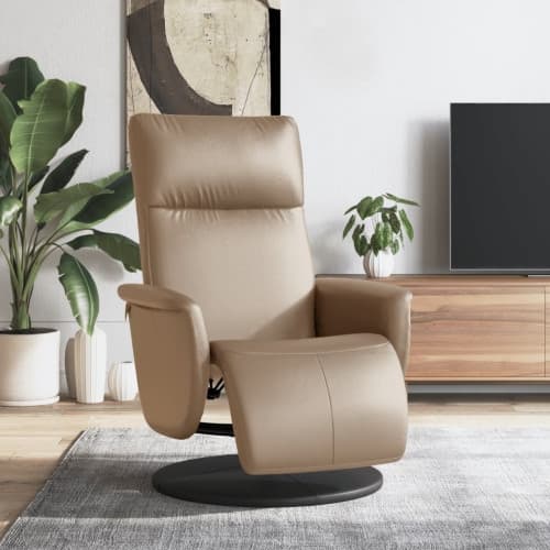 Reclinerfåtölj med fotstöd cappuccino konstläder