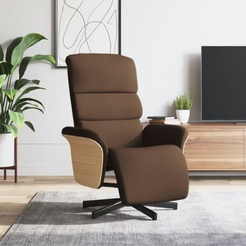 Reclinerfåtölj med fotstöd brun tyg