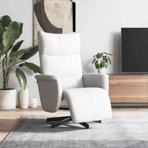 Reclinerfåtölj med fotstöd vit konstläder