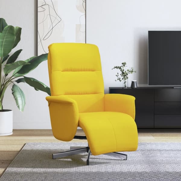 Reclinerfåtölj med fotstöd ljusgul tyg