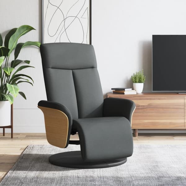 Reclinerfåtölj med fotstöd mörkgrå tyg