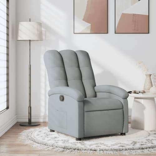 Reclinerfåtölj ljusgrå tyg