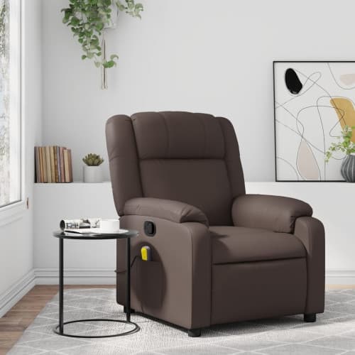 Massagefåtölj brun konstläder