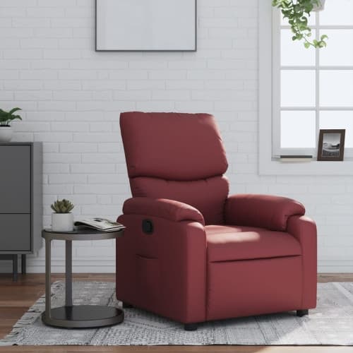 Reclinerfåtölj vinröd konstläder
