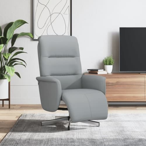 Reclinerfåtölj med fotstöd ljusgrå tyg
