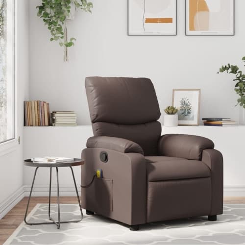 Massagefåtölj brun konstläder