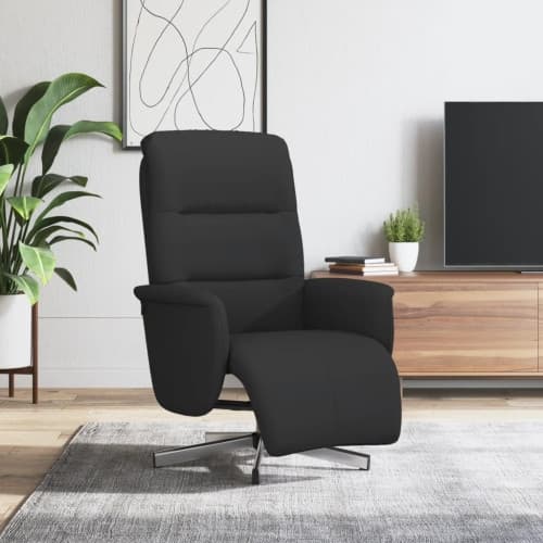 Reclinerfåtölj med fotstöd svart tyg