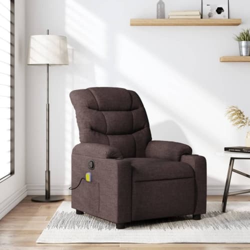 Massagefåtölj mörkbrun tyg