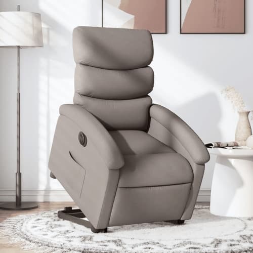 Elektrisk reclinerfåtölj med uppresningshjälp taupe tyg